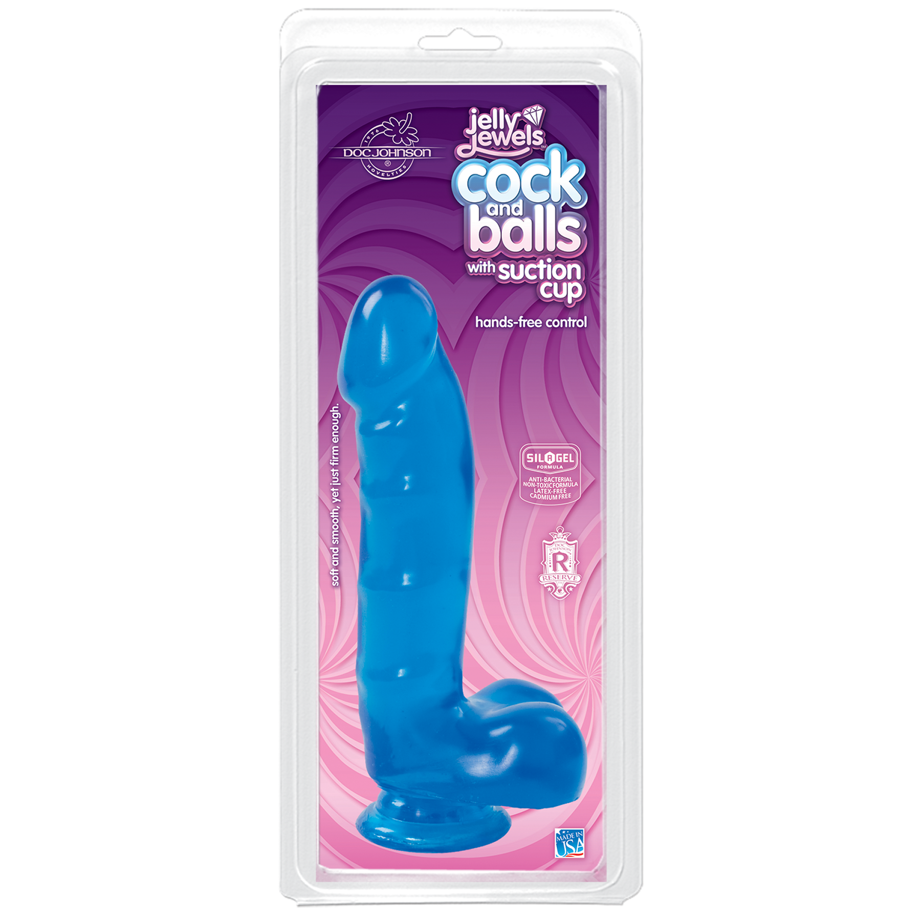 Фалоімітатор Doc Johnson Jelly Jewels Blue, антибактеріальний ПВХ - Зображення 2
