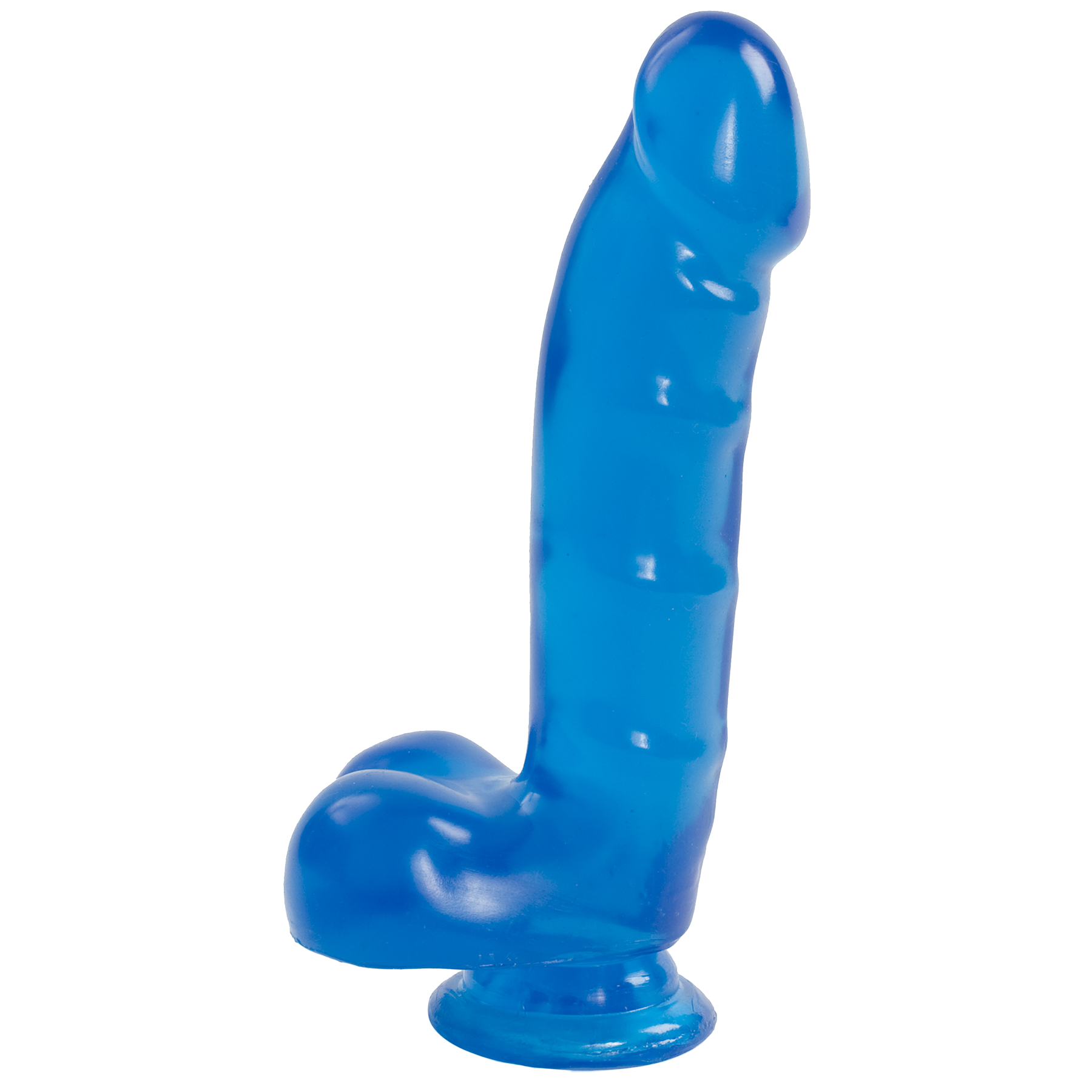 Фалоімітатор Doc Johnson Jelly Jewels Cock & Balls Blue, діаметр 3,6 см, антибактеріальний ПВХ