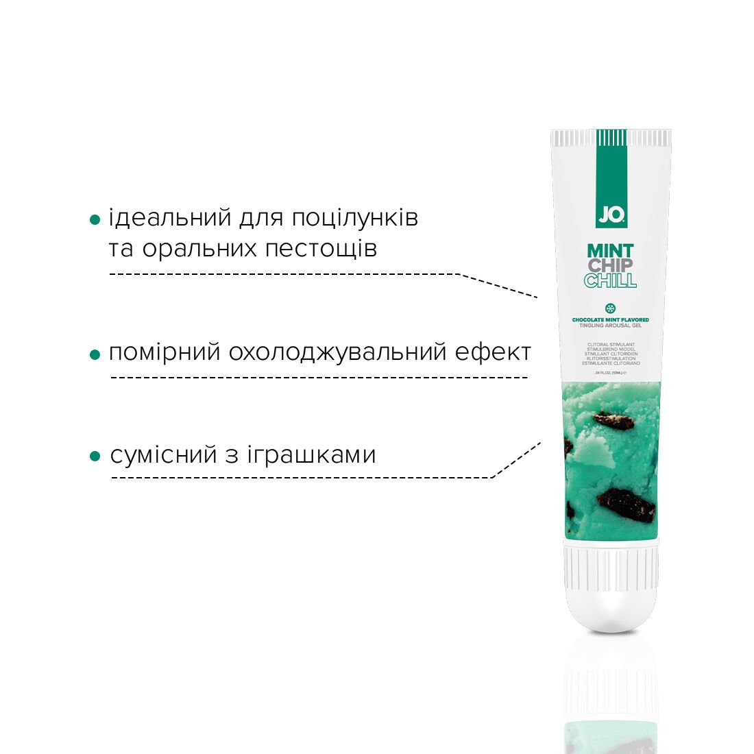 Гель для клітора JO — Mint Chip Chill (10 мл), можна для поцілунків, вібрація з охолодженням - Зображення 4