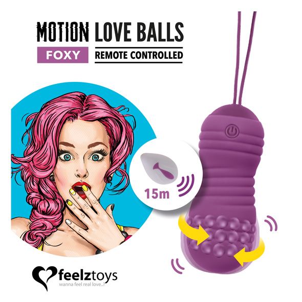 Вагінальні кульки з перлинним масажем FeelzToys Motion Love Balls Foxy з пультом ДК, 7 режимів - Зображення 3