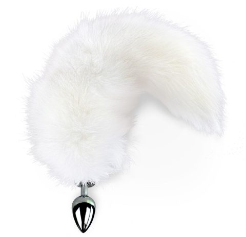 Металева інтимна пробка з хвостом з хутра, розмір M, білий