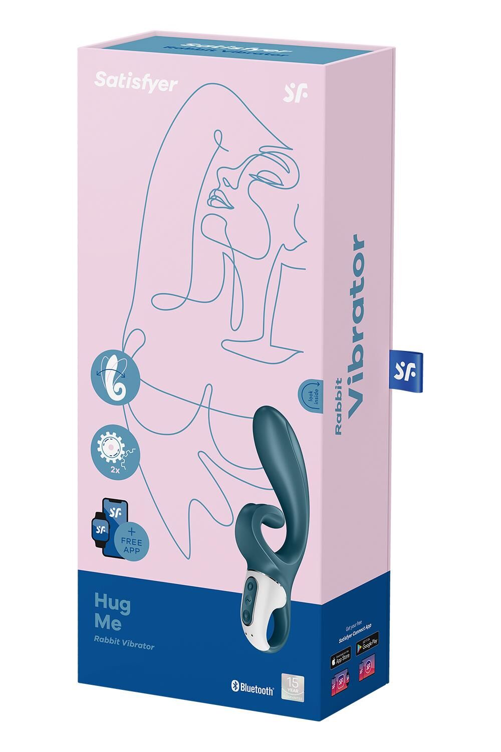 Смарт вібратор-кролик Satisfyer Hug Me, 2 мотори, блакитний