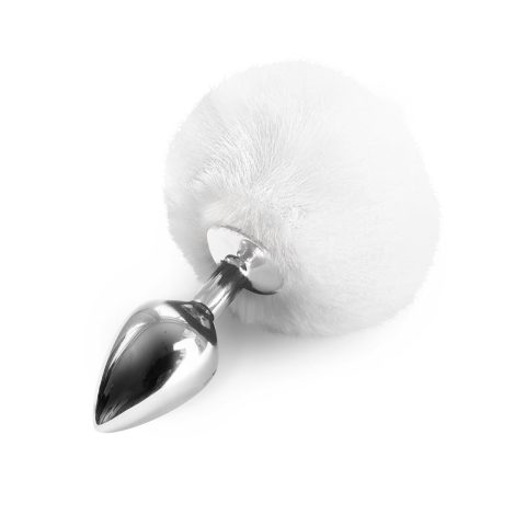 Металева інтимна пробка Art of Sex з білим заячим хвостиком
