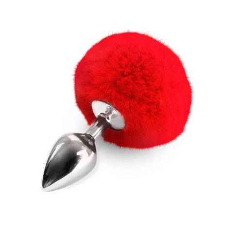Металева пробка з заячим хвостиком Art of Sex, червона, 3.4 см