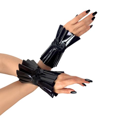 Чорні плісовані вінілові манжети Art of Sex - Eva для стильного образу
