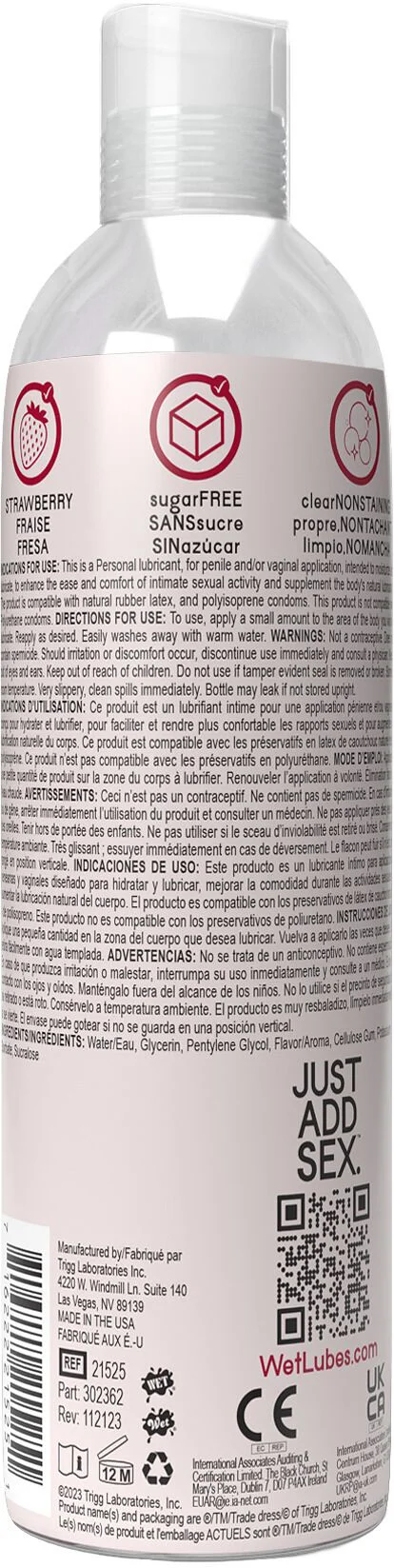 Розпродаж!!! Лубрикант на водній основі Wet Oral Play Strawberry 118 мл (термін 05.02.2026) - Зображення 2