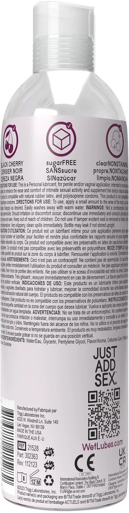 Розпродаж!!! Лубрикант на водній основі Wet Oral Play Black Cherry 118 мл (термін до  11.01.2026) - Зображення 2