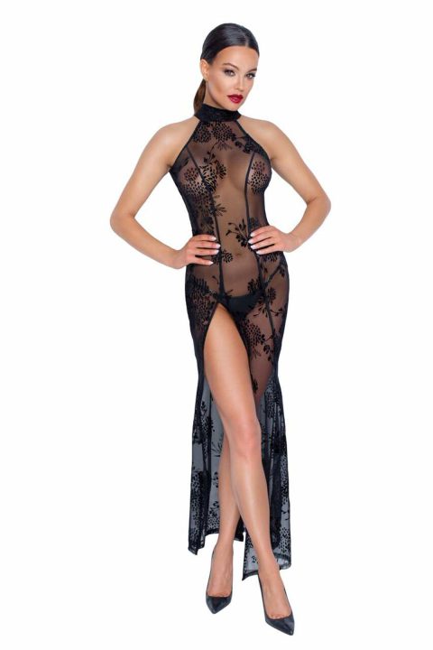 Довга сітчаста сукня Noir Handmade F239, XL, флористичний дизайн