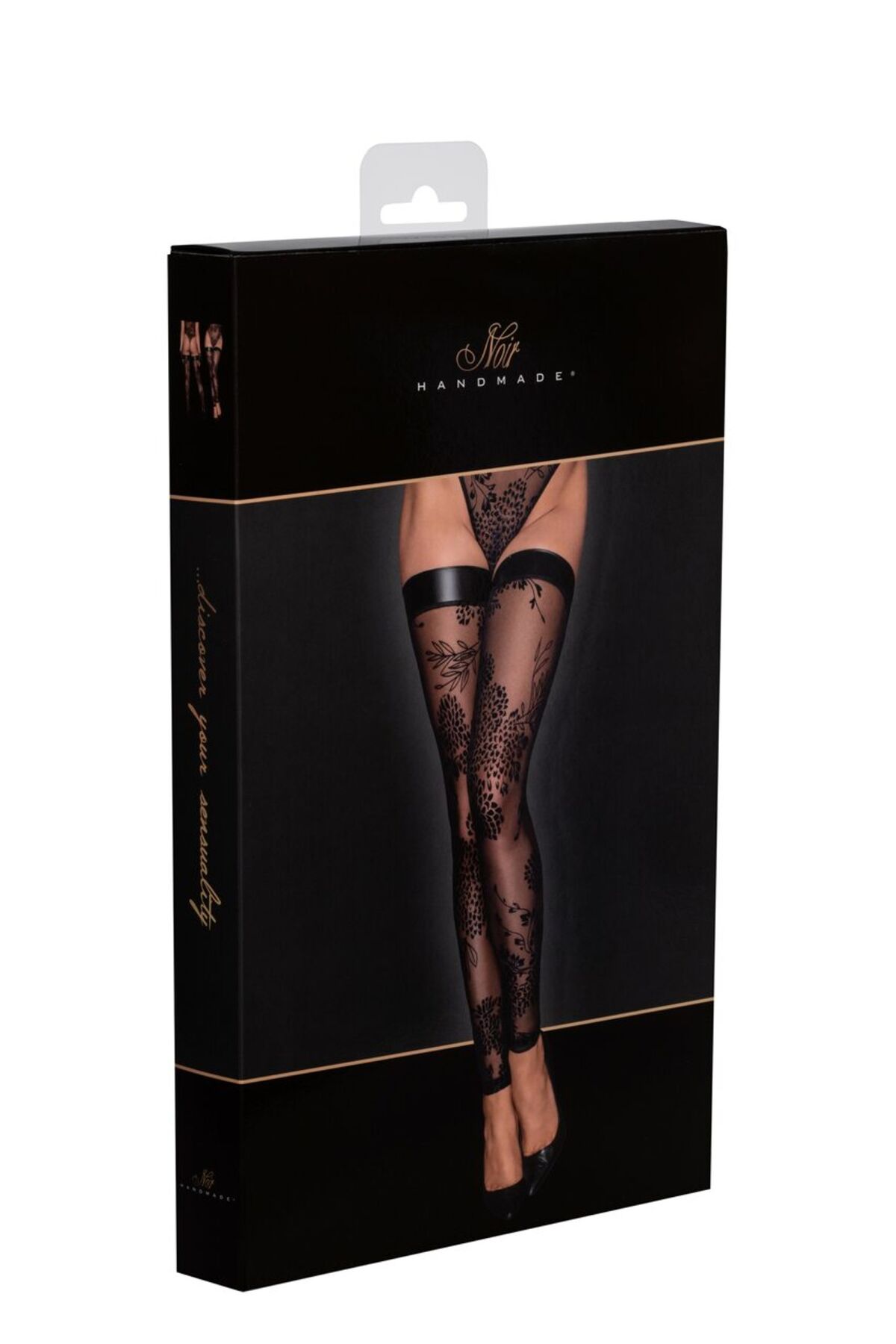 Панчохи без миска Noir Handmade F243 Tulle з флок-ембоді, XXL