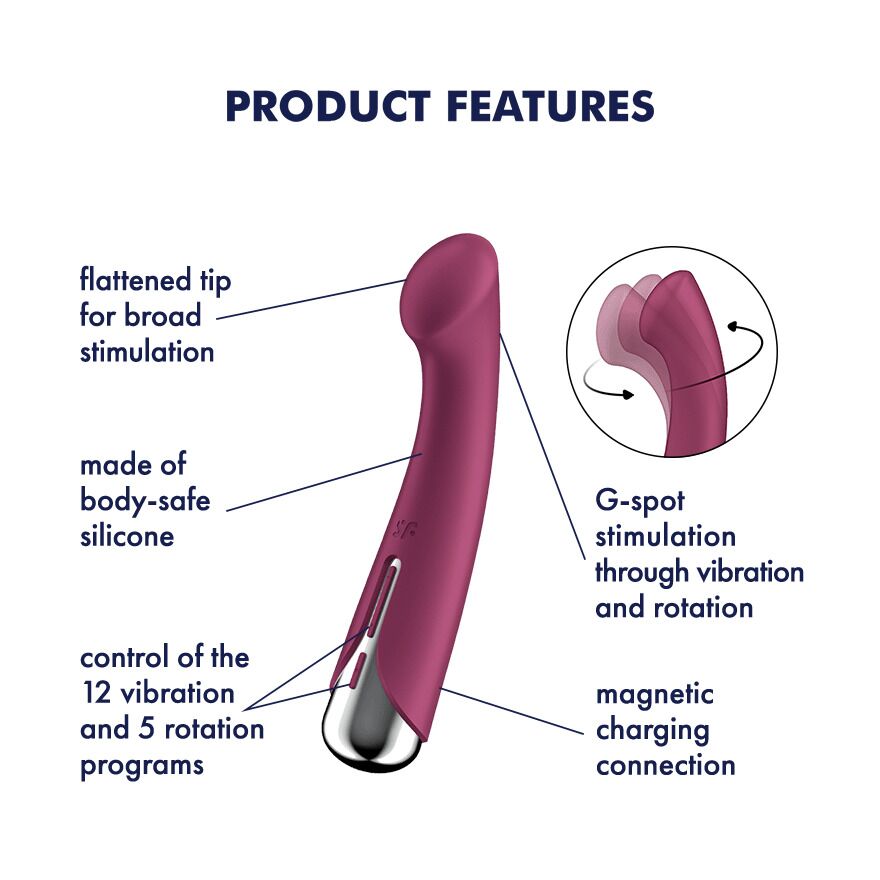 Вібратор Satisfyer Spinning G-Spot 1 Red з ротацією та водонепроникністю