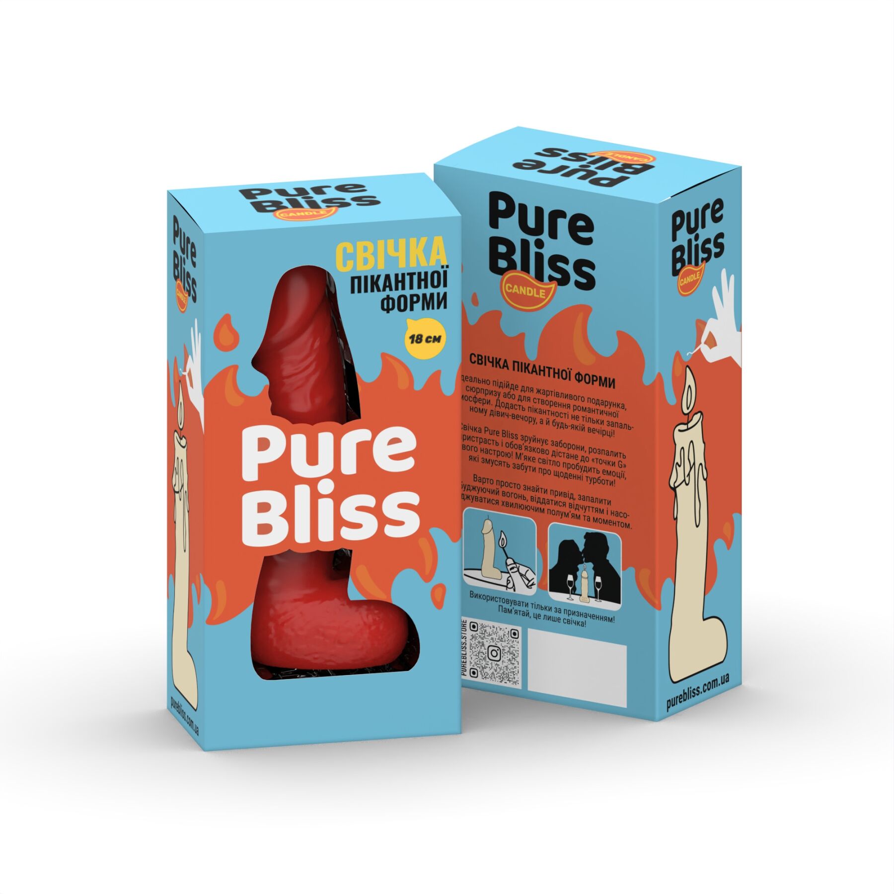 Свічка Pure Bliss BIG Red для інтимної атмосфери, 18 см