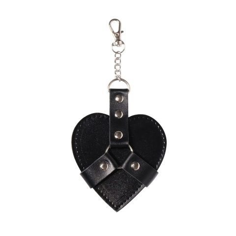 Брелок на карабіні Chained Heart, Чорний, Еко-шкіра
