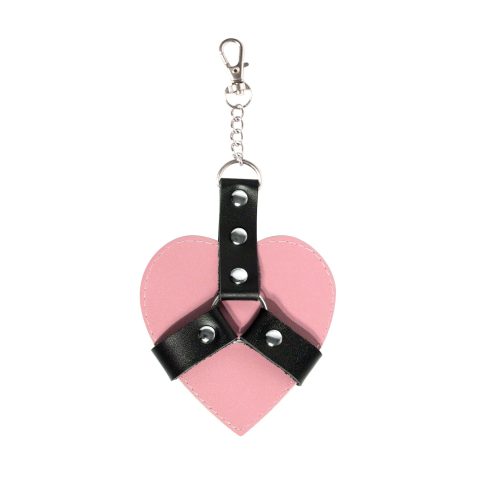 Брелок на карабіні Chained Heart з еко-шкіри, рожевий