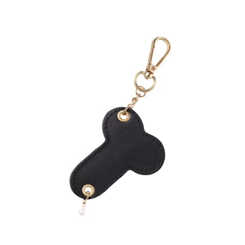 Чорний брелок на карабіні Art of Fhallus з натуральної шкіри