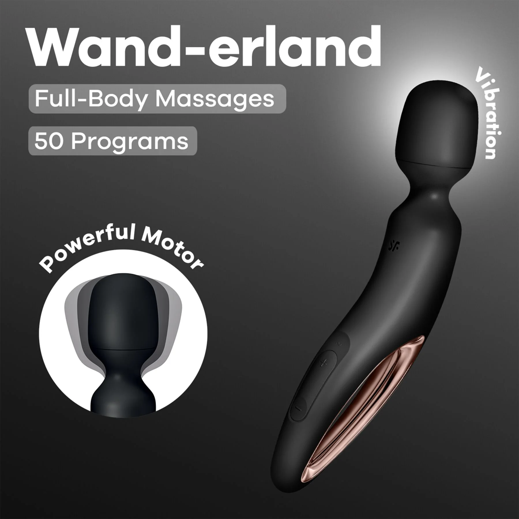 Елегантний вібромасажер Satisfyer Wand-erland (Black/Rosegold)
