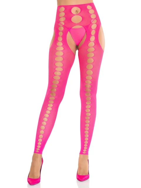 Колготки Leg Avenue Seamless Opaque Footless Suspender Hose One Size Neon Pink