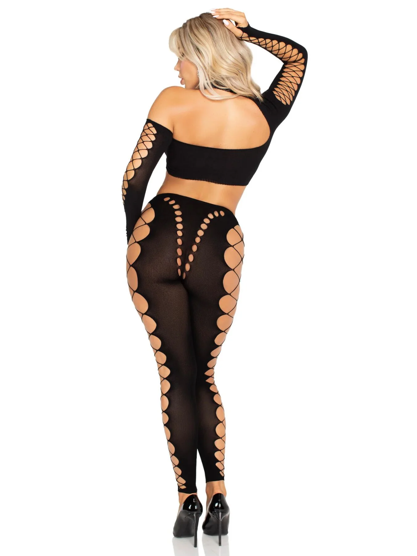 Комплект Leg Avenue Seamless Cut-Out Crop Top і Легінси, Чорний