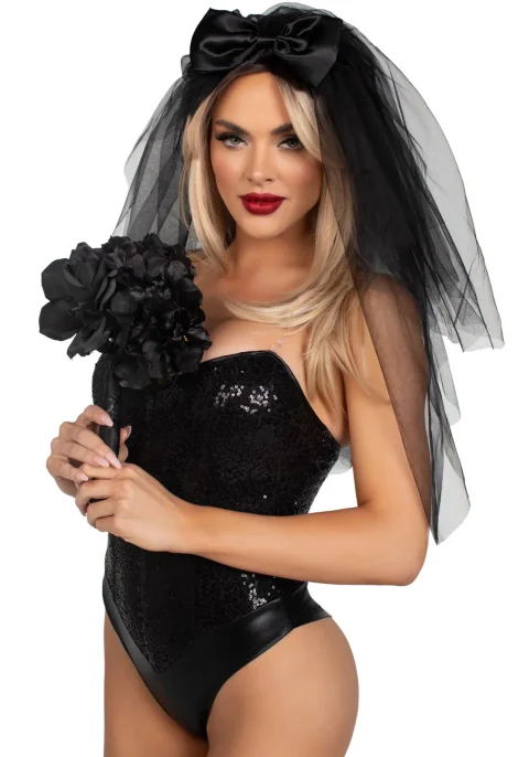 Фата нареченої Leg Avenue Tiered bridal veil O/S Black