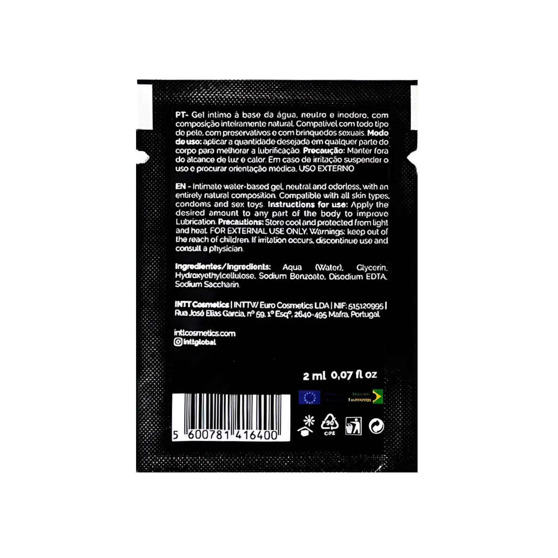 Пробник лубриканта Intt My Lube Natural, 2 мл