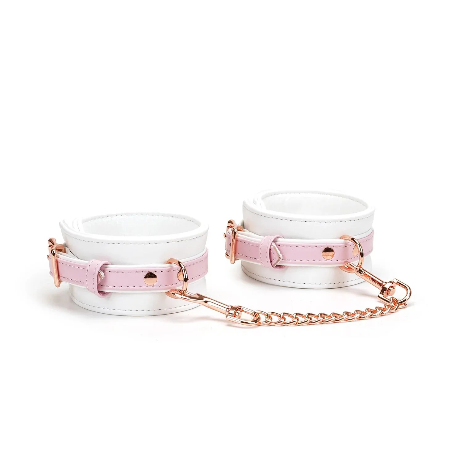 Наручники Liebe Seele White & Pink з козячої шкіри