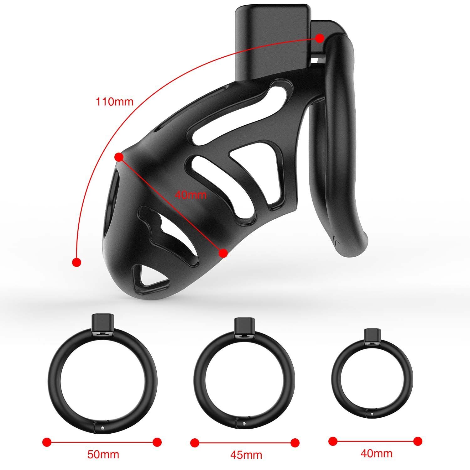 LOCKINK SEVANDA Plastic Chastity Cage, Black, 3 Rings