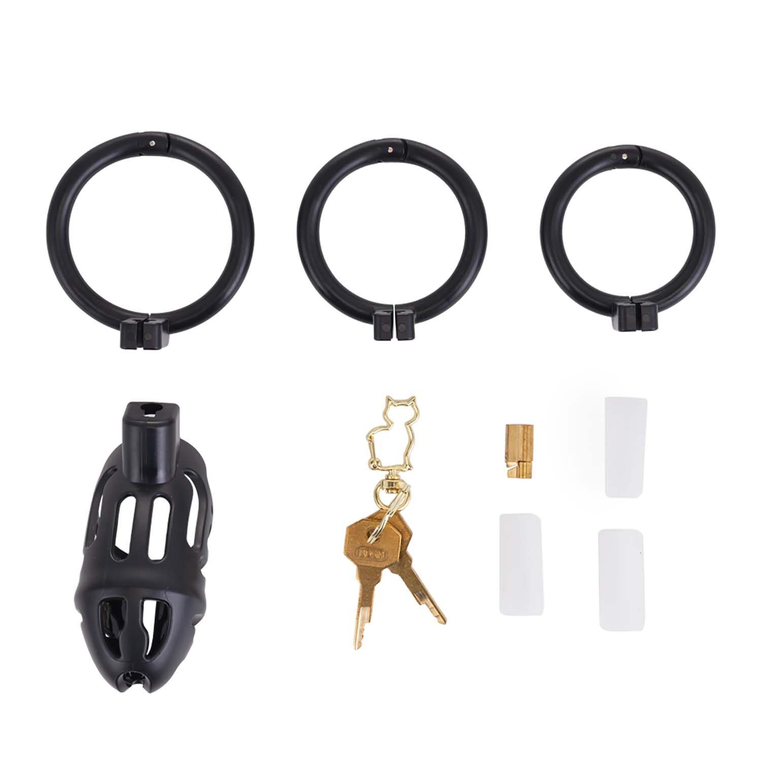 LOCKINK SEVANDA Plastic Chastity Cage, Black, 3 Rings