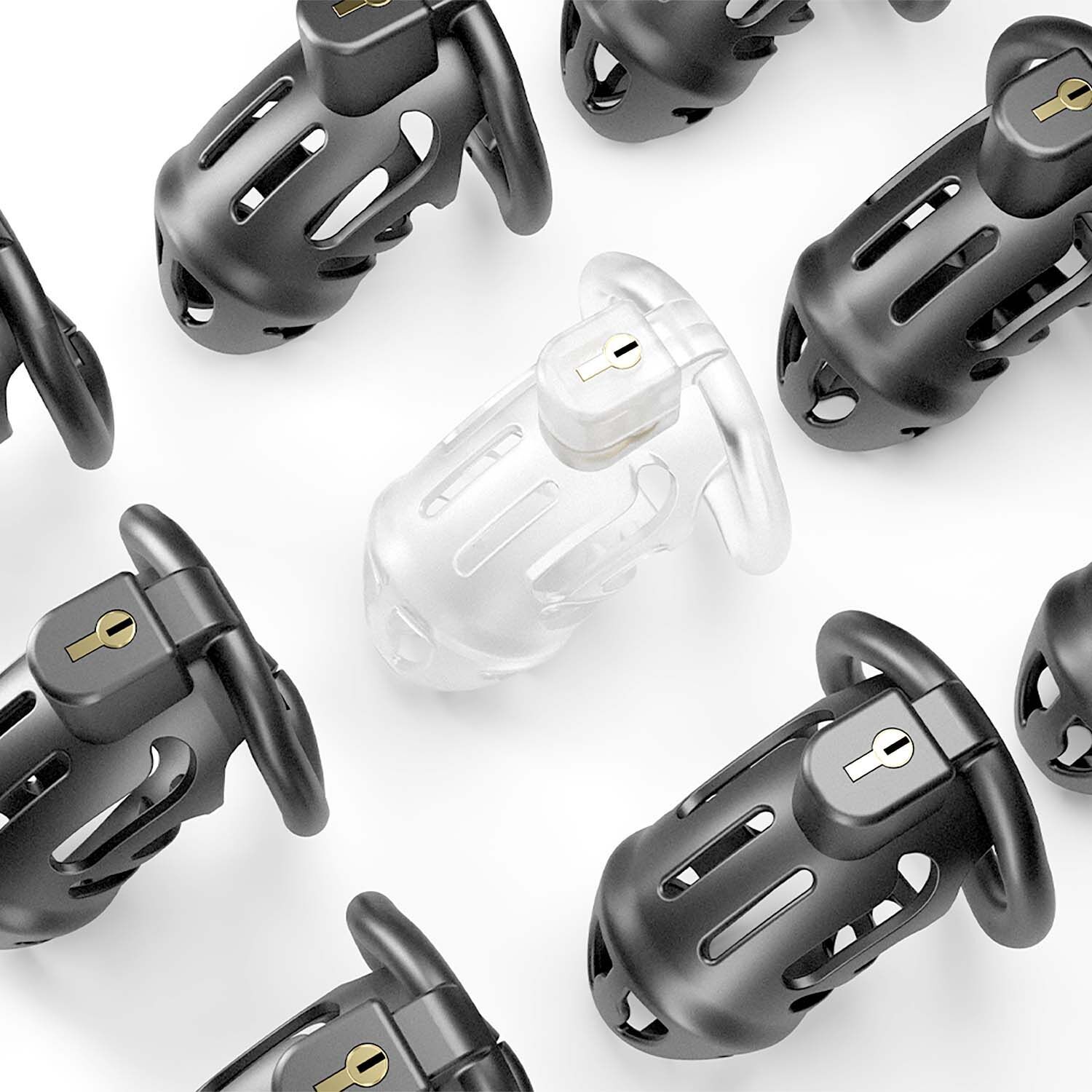 LOCKINK SEVANDA Plastic Chastity Cage, Black, 3 Rings