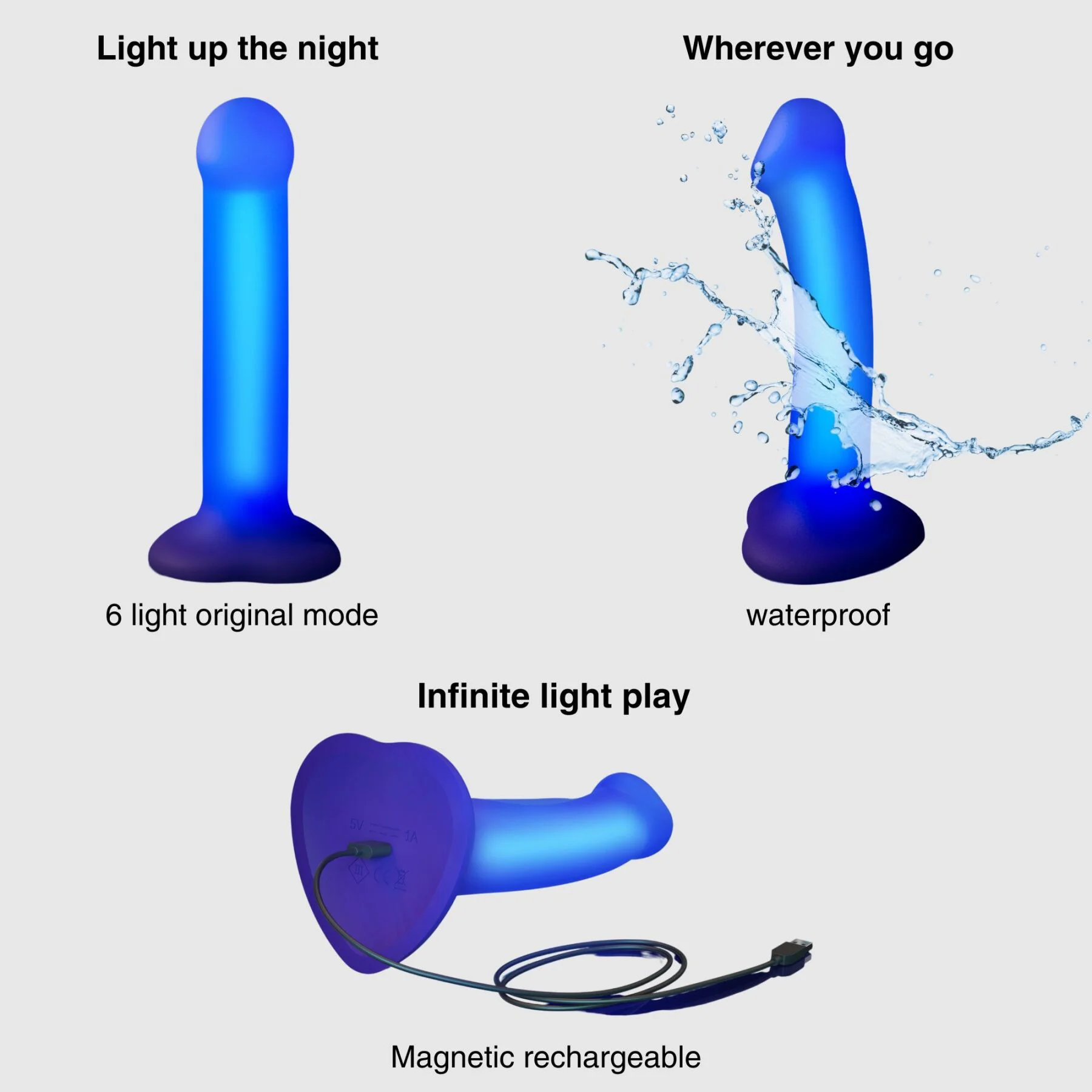 Світлодіодне дилдо Strap-On-Me Glow LED Purple - M