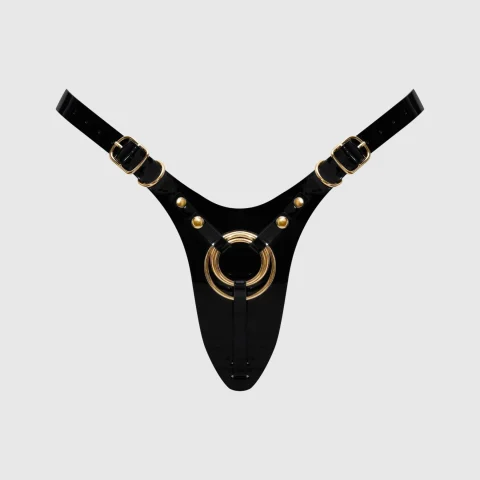 Трусики для страпона Strap-On-Me Leatherette Harness Fabulous - One Size - Black Glossy