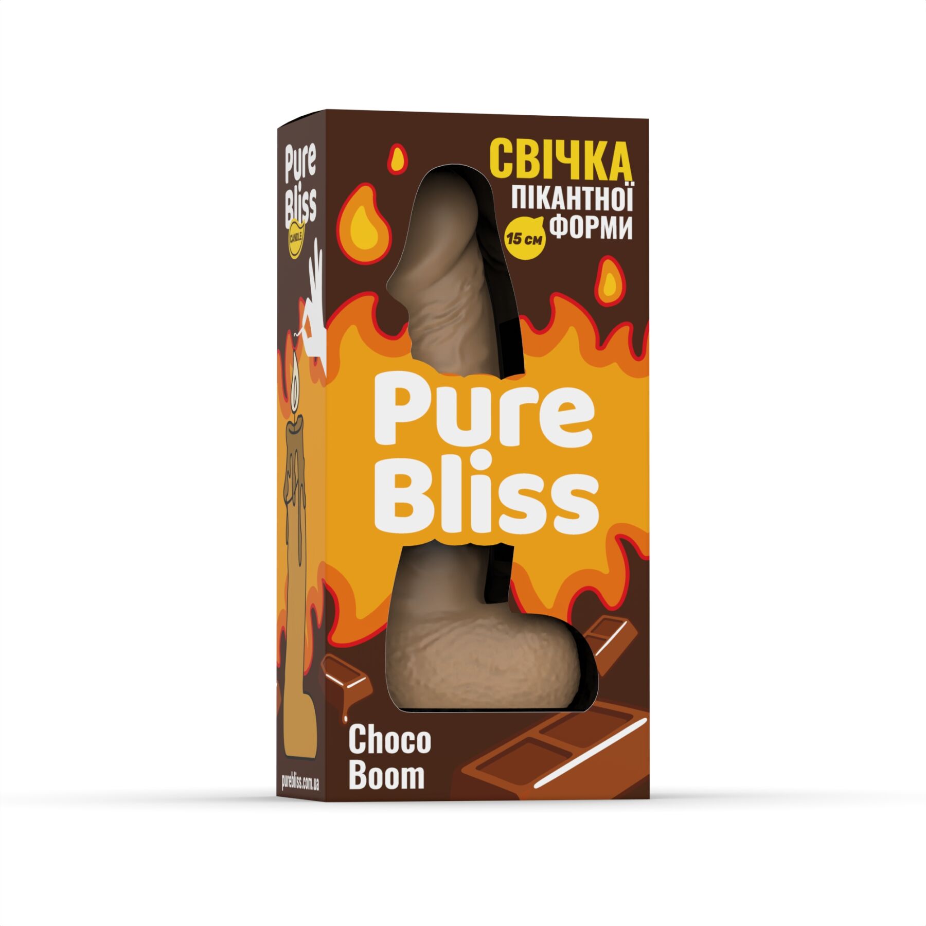 Ароматна свічка Pure Bliss Brown Choco Boom - Шоколад, 15 см
