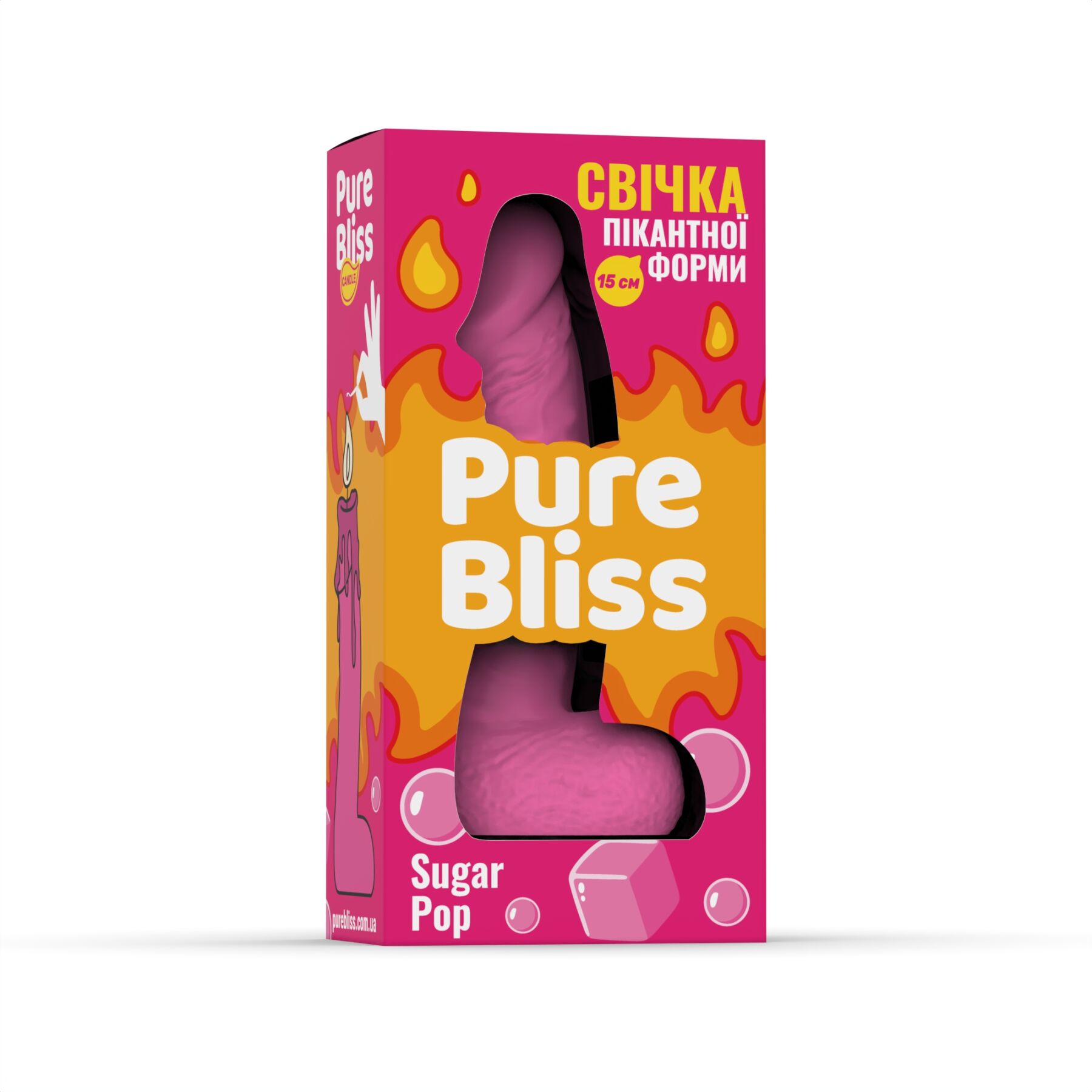 Ароматна свічка Pure Bliss Pink Sugar Pop 15 см - Жуйка