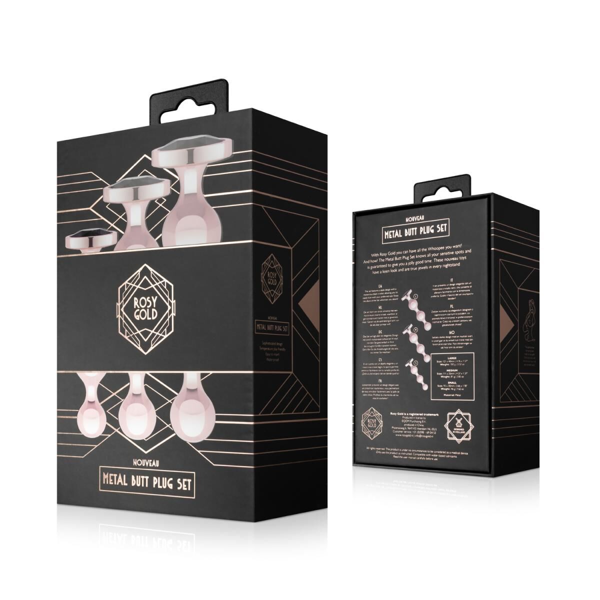 Набір інтимних аксесуарів Rosy Gold - Metal Plug Set, 3 шт