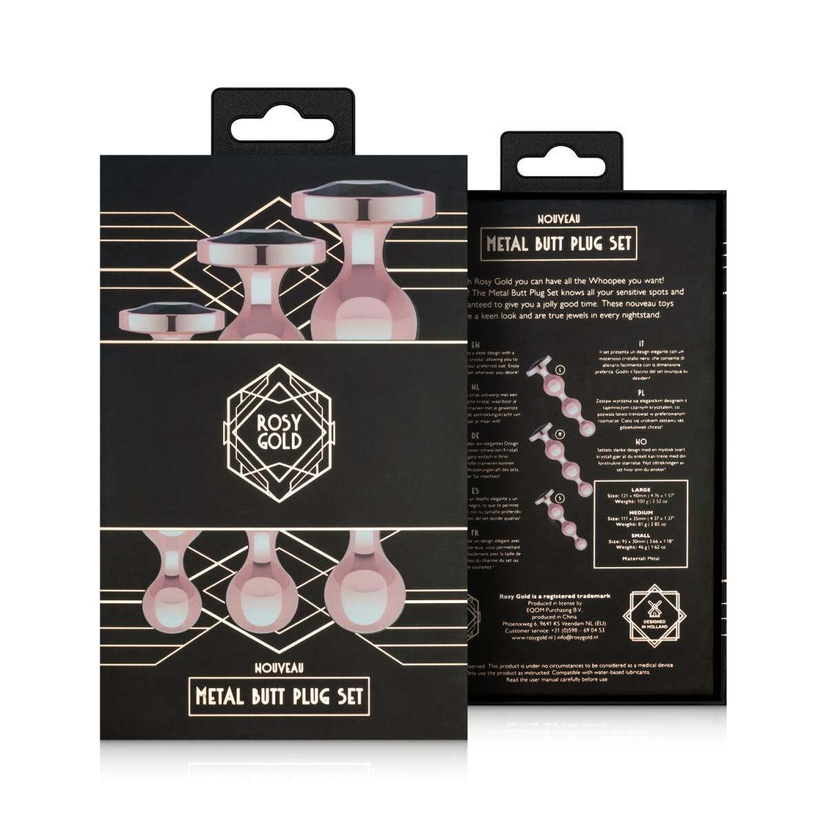 Набір інтимних аксесуарів Rosy Gold - Metal Plug Set, 3 шт
