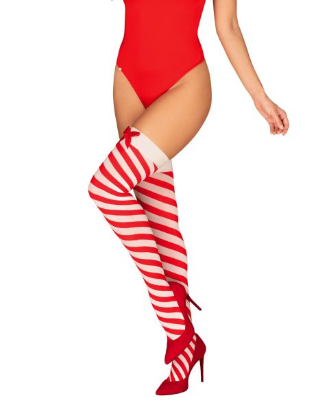 Панчохи Obsessive Kissmas stockings S/M - стильні жіночі аксесуари