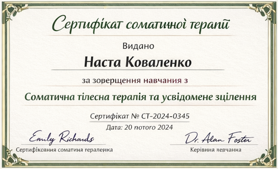 «Соматична тілесна терапія та усвідомлене зцілення» (2024)