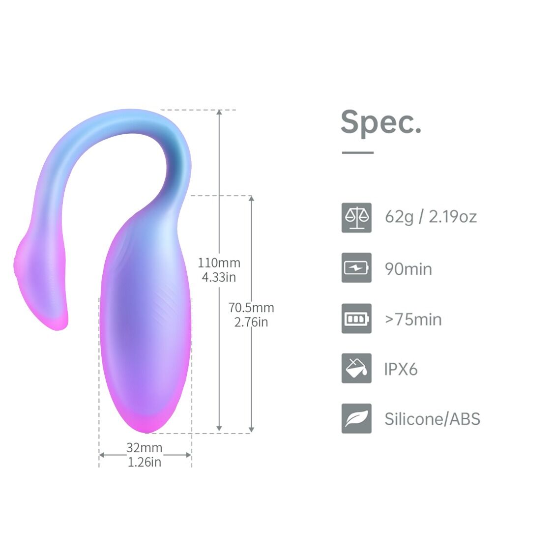 Смарт-віброяйце Magic Motion Flamingo Max Blue 2 в 1: віброяйце та тренажер Кегеля, 10 режимів - Зображення 4