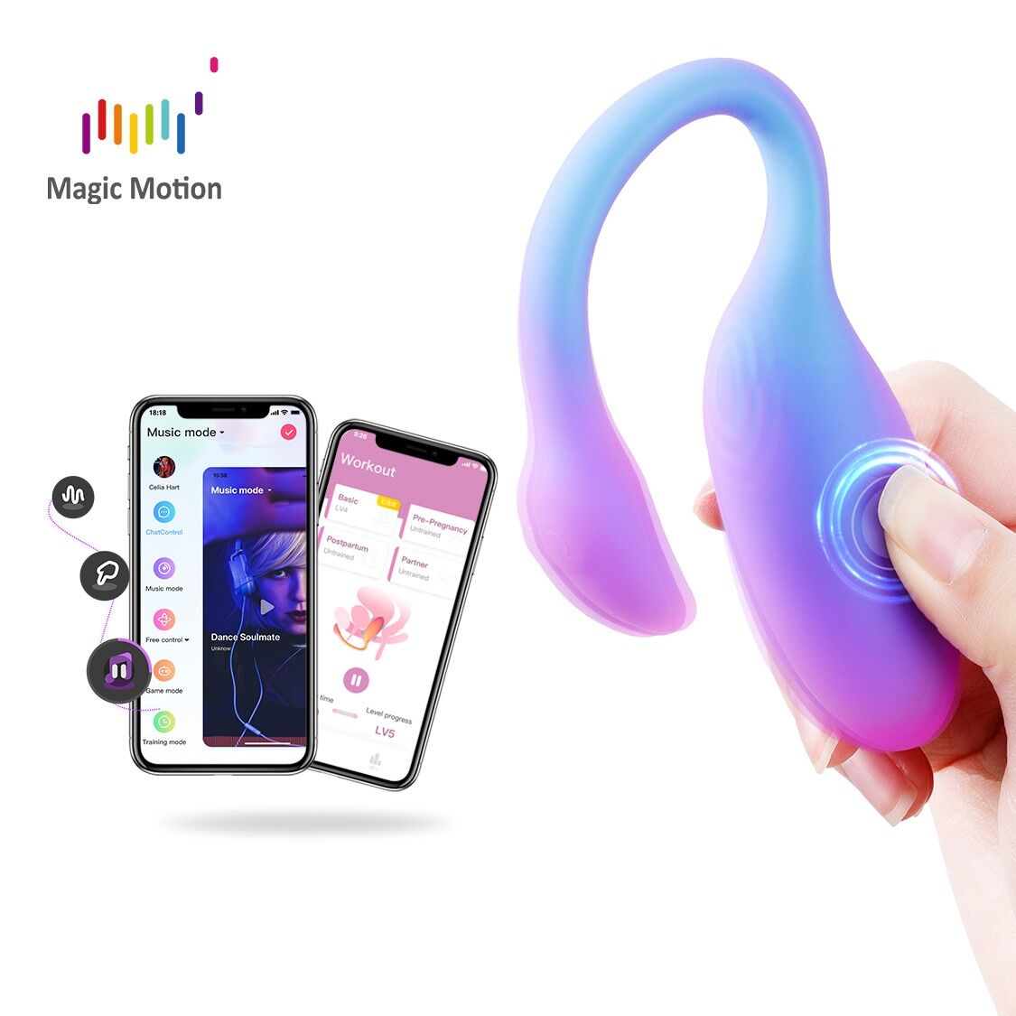 Смарт-віброяйце Magic Motion Flamingo Max Blue 2 в 1: віброяйце та тренажер Кегеля, 10 режимів - Зображення 2
