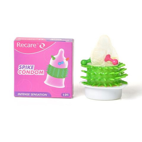 Насадка на член Recare Spike Condom Pink (презерватив з кульками та рядами шипів)