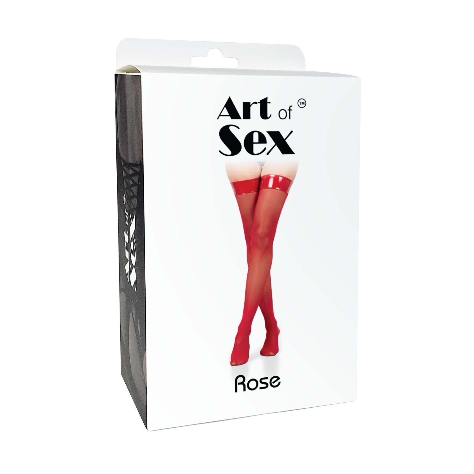 Панчохи в дрібну сітку з коронкою Art of Sex - Rose, колір чорний з ефектом мокрого оксамиту, L
