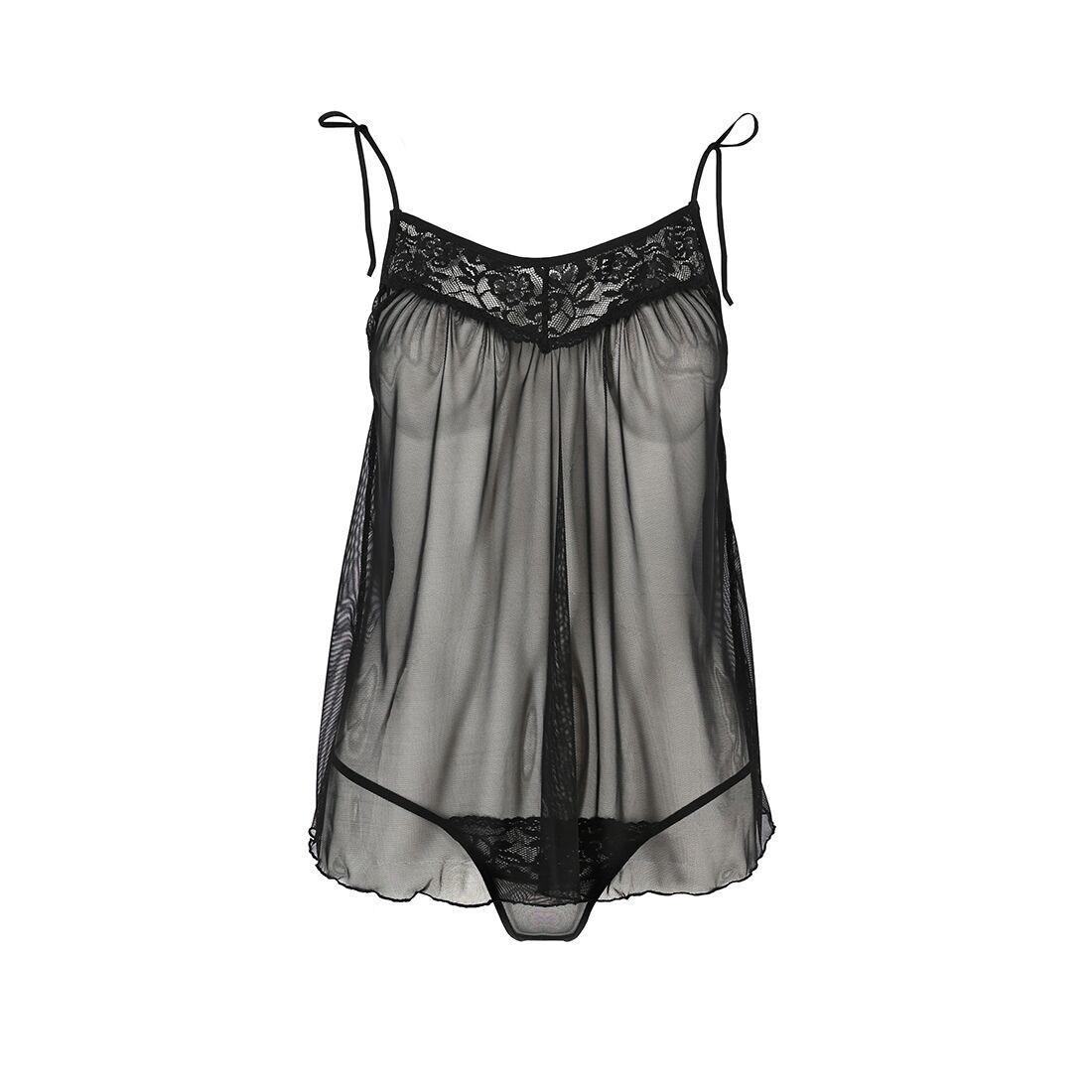 Сорочка прозора бебі дол Passion MELANIA CHEMISE S/M black (м'яте паковання!!!)