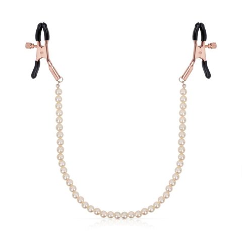 Затискачі для сосків з перлинним ланцюжком Rosy Gold - Nipple Clamps Pearls