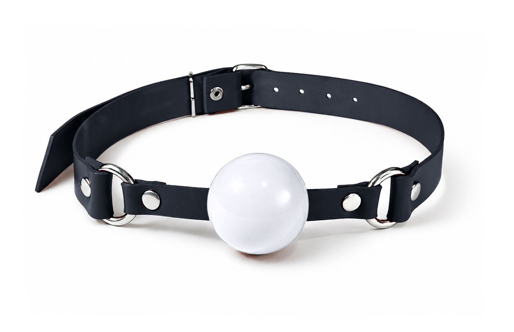 Кляп силіконовий Feral Feelings Silicon Ball Gag Black/White, чорний ремінець, біла кулька