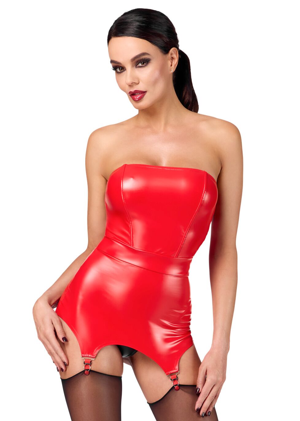 Корсет з підв'язками для панчіх Noir Handmade F368 Bombshell Fierce Corset-belt Red M
