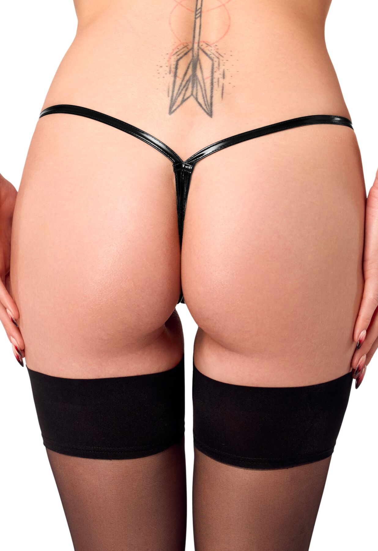 Трусики Noir Handmade P014 Dominae PVC panty with silver clasp M