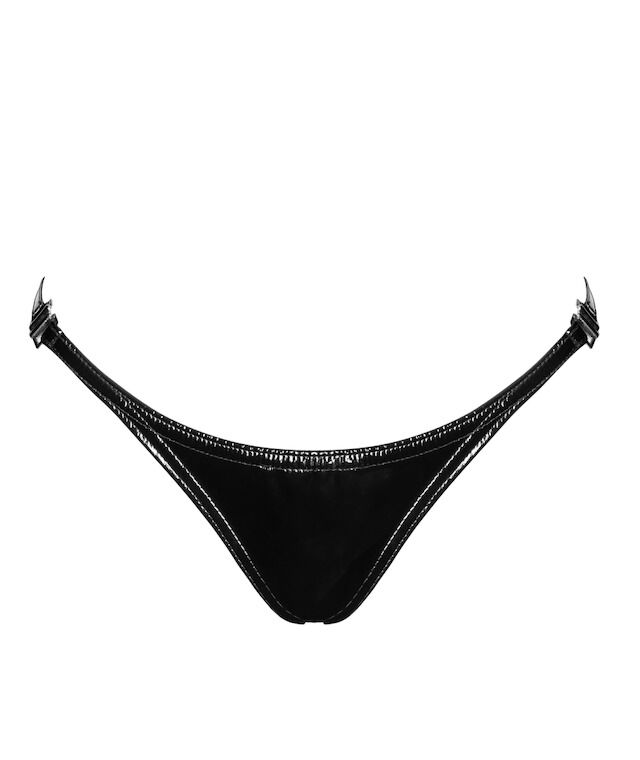 Трусики Noir Handmade P014 Dominae PVC panty with silver clasp 3XL