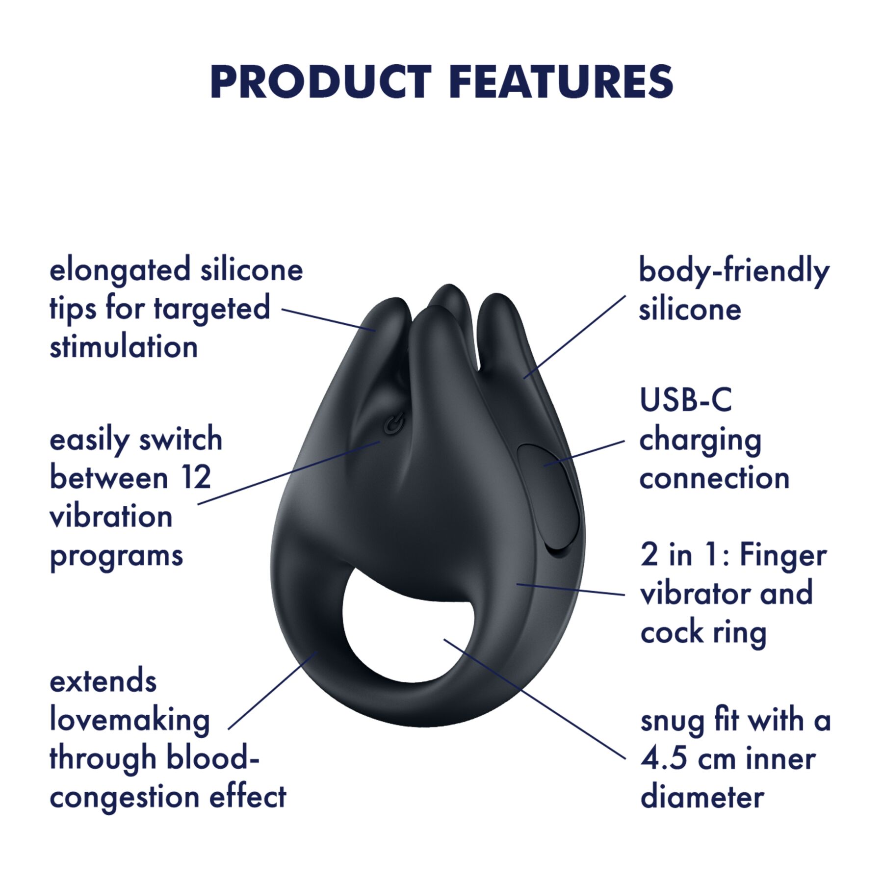 Вібратор на палець та ерекційне кільце 2в1 Satisfyer Perfect Pair 1