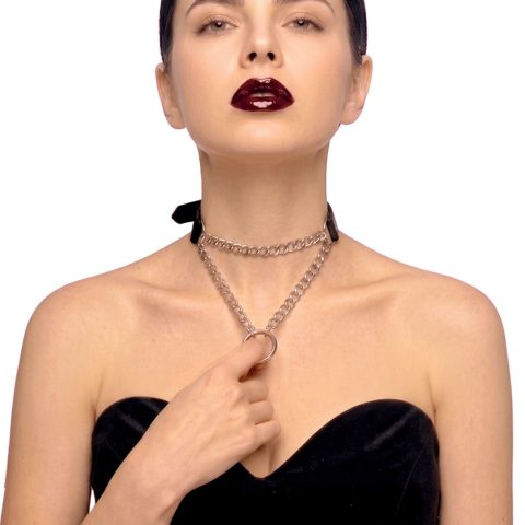 Чокер-удавка Art of Sex – Kaa, натуральна шкіра, колір чорний